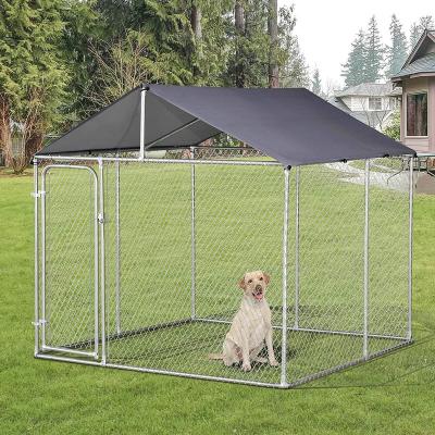 China Pet Breathable Outdoor Galvanized Steel Fencing Fence And Dog Run Kennel With Roof Shade Animal Cages for sale