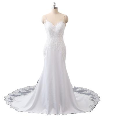 중국 White V neck low back fit and flare transparent cathedral train wedding dresses for women lady 판매용