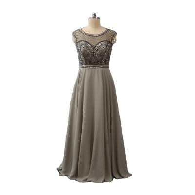 Китай Grey A line chiffon party dress with heavy hand sewing dismond top продается