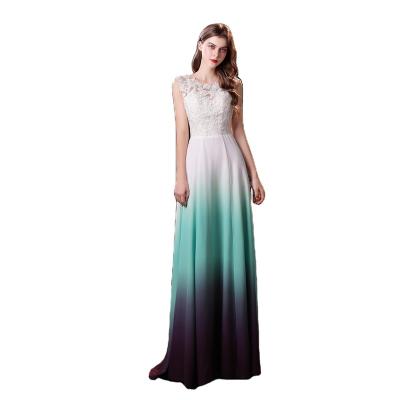 China 2021 New Sleeveless Bridesmaid Dresses Women Lace Gradient Color Chiffon Long Bridesmaid Dress for sale