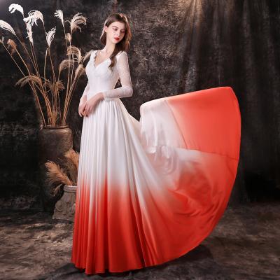 China Custom New Fashion Women's Fomal Ombre Color Silky Flowy Party Long Wedding bridesmaid dress for sale