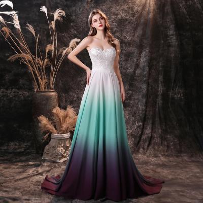 중국 Brides Maid Dresses Gradient Ombre Colorful Maxi Chiffon Bridesmaid Dresses Maid Of Honor Luxury Wedding Dresses 2021 판매용