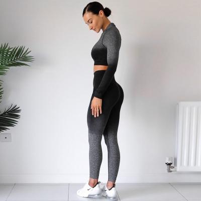 China 2020 Antibacterial New Custom High Waist Slim Mesh Long Sleeve Sports Running Fitness Plus Size Sports Suits Yoga Set for sale