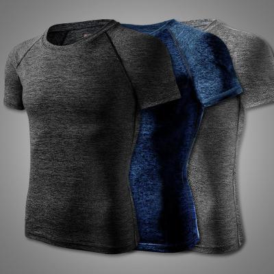 China Breathable Sports Fitness Men Custom Stretching Gym Wear Short Sleeve Shirt Clothing for sale