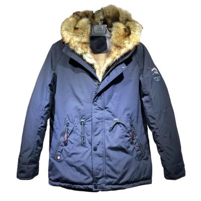 China Large Hood Fur Parkas Los Hombre Sales Long Warm Breathable Heavy Body Fur Winter Coat for sale