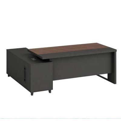 China Convertible High Quality L Shape Computer Desk Black Wooden Desk for sale