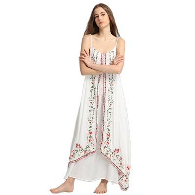 China 2022 Summer Women's Breathable Bohemian Launch Cotton Yarn Embroidered Maxi Long Dress Resort for sale