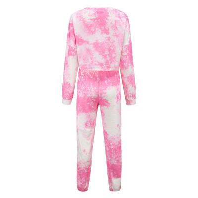 China Anti-wrinkle new arrival wholesale women cotton tie dye sweats two pieces of ladies clothing tracksuit for sale