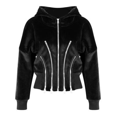 China 2022 Autumn Winter Thick Composite Zipper Women's Hooded Velvet Sweater Women's Breathable Jackets and Coats for sale