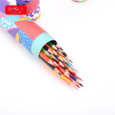 China Eco-friendly Promotional Top Selling Eco-friendly Crayon Color Crayons Tube Paper Case Thexagonal Shape Multi Color Painting Crayon Pencil for sale