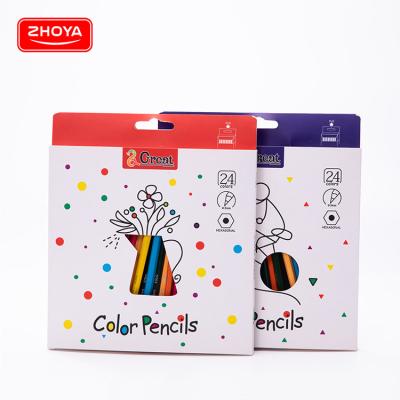 China New Design 24 Colors Eco-Friendly Promotional Pencil Eco-Friendly Pencil , Standard Color Pencil For Adults Kids Artists Drawing for sale