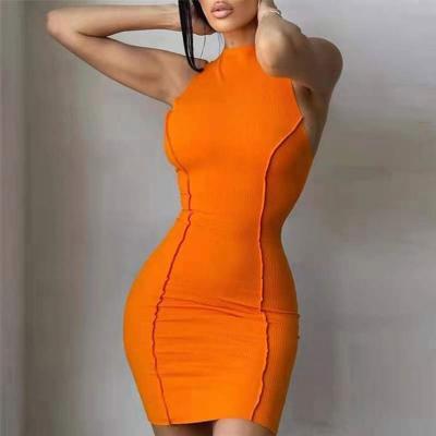 China Breathable Women Summer O Neck Butt Lifting Bodycon Sleeveless Solid Women Dress Summer for sale