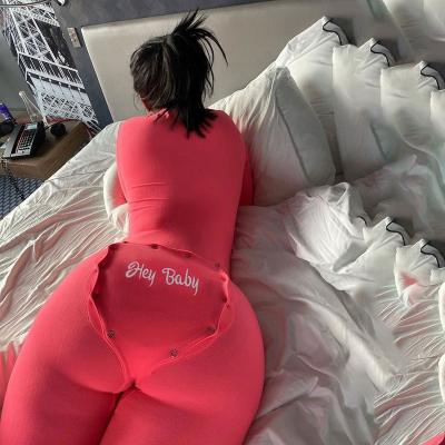 China 2022 QUICK DRY comfortable ladies pajamas long sleeve adult cute holiday onesie with butt fin women for sale