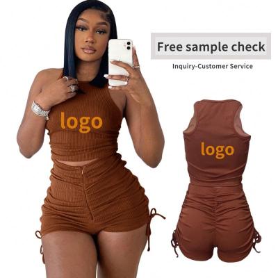 China 2022 New Breathable Team OEM Logo Summer Top And Sweat Shorts Custom Made 2 Two Piece Women Short Set Clothing for sale