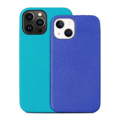 China Best Pro Dots 13 Oil Painting Shockproof Selling Shockproof Pebbled Real Leather Phone Case For iphone for sale