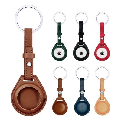 China Luxury Anti-lost Colorful Anti-lost High Quality Leather Key Chain Chain Cover PU Clip Case For Airtags for sale