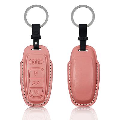 China Car Key Holder Metal Hook Key Fob Genuine Leather Remote Car Key Fob Case/Remote Case Luxury Key Chain Holder for sale