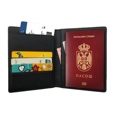 China Multifunctional Pebble Grain Genuine Leather Business Passport Custom Holder Customize Vaccine Card Holder Wallet Cover for sale