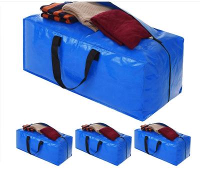 China Large Bags PP Woven Storage Bags Heavy Duty Movable Reusable Pe Backpack Durable Carrying Handles for sale