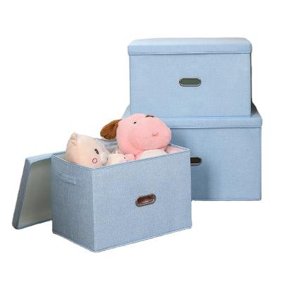 China Viable Daily Necessities Printing 600D Polyester Oxford Cloth Double Divider Storage Box Folding Canvas Cube For Cloth With Lid for sale