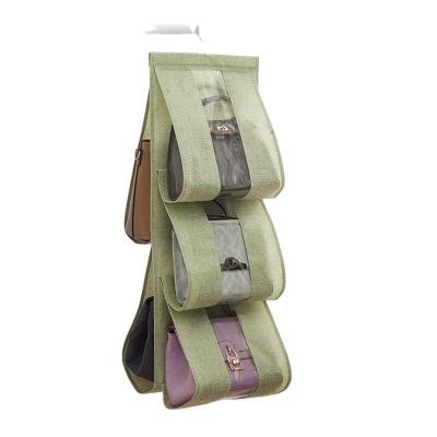 China Household Hanger Hook Pocket Folding Organizer Bags Viable Sewing Transparent Rack For Cabinet for sale