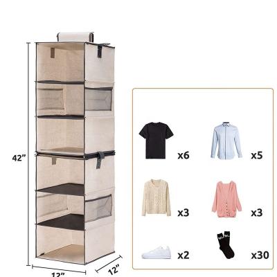 China Modern Hanging Hanging Cabinet 6-Shelf Mesh Pockets Storage Bag Shelves Cabinet 3-Shelf Separable Closet Organizers Two for sale