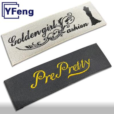 China Other Name LOGO Hot Press Garment Neck Wash Care Wholesale Custom High Density Main Cotton Woven Damask Label for sale