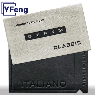 China Wholesale Washable Deboss Washable Adhesive Cloth Faux Leather Pet Transfer LOGO Heat Brand Label Tag Genuine Leather Patch for sale