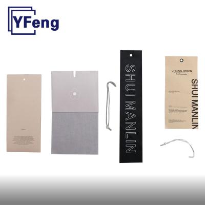 China Customized LOGO Deboss Recyled Parami Printing Apparel Garment Gift Certificate Kraft Paper Cardboard Swing Hang Tag With String for sale