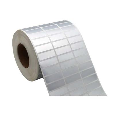 China 20mm x15mm 6000 Blank Printable Heat Sensitive Sheets Heat Transfer Polyester PET Label Self Adhesive Silver Sticker for sale