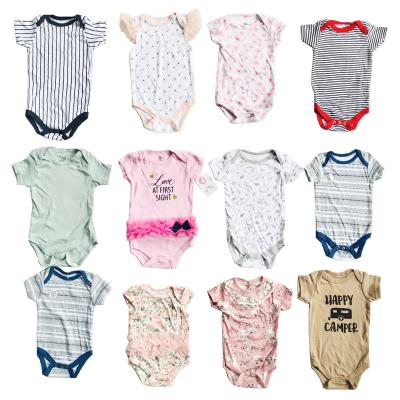 China Wholesale Cotton Blended Baby Boy Cute Short Infant Girls Newborn Short Sleeve Cotton Rompers Running Rompers for sale