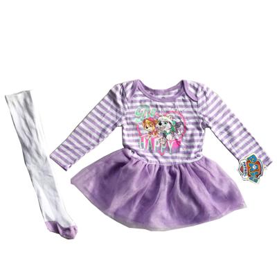 China Wholesale Breathable Autumn Carton Printed Fancy Branded O-Neck Long Sleeve Kids Running Lots Dress Set for sale