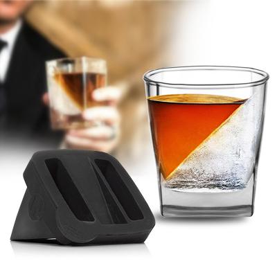 China BRIEF Ingenious Whiskey Ice Glass Mug, Unique Whiskey Wedge Glass With Black Silicone And 180ml Ice Wine Glass For Promotion Gift for sale