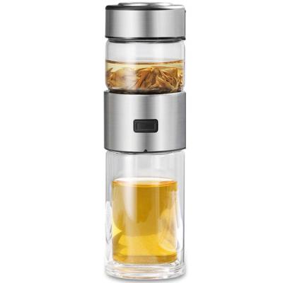 China Viable The Widely Used 400ml Double Wall Glass Bottle With Tea Infuser for sale