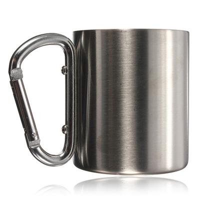 China Sustainable New Design High Quality Stainless Steel Mug With Carabiner Handle for sale