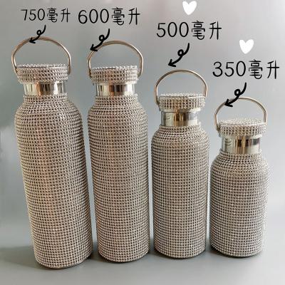 China PORTABLE Amazon Best New Year Gift Thermal Insulation Bling Bling Rhinestone Water Bottle With Lid for sale