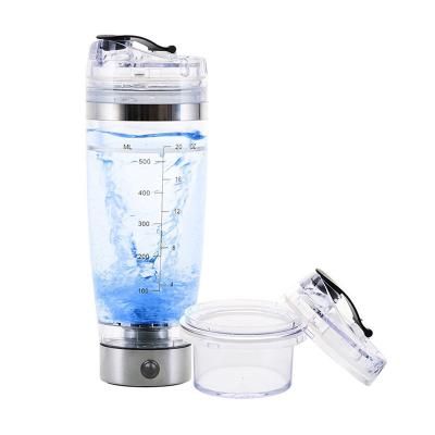 China Viable USB 450ml Rechargeable Electric Juice Protein Shaker, Powder Mixer Cup, 16oz Automatic Mixing Bottle with Powder Storage for sale