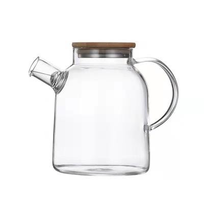 China High quality viable hot sale 1000ml/1800ml 1l glass pitcher with bamboo lid for sale