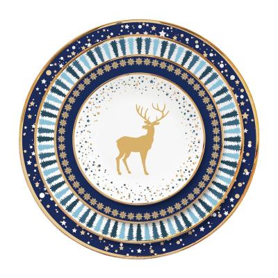 China Wholesale Viable Luxury Fancy Modern Wedding Christmas Deer Design Ceramic Dish For Home Decoration for sale