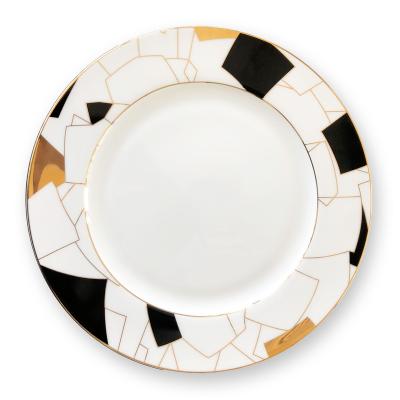 China Viable Wholesale Cheap Luxury China Dinner Plate Ceramic Dish Wedding Bone China Bread Dish With Gold Rim for sale