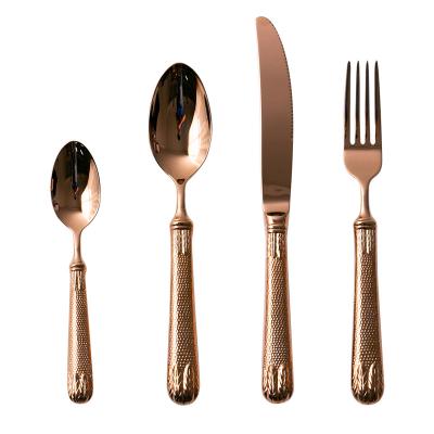 China Stocked Stainless Steel Flatware Set Dinnerware 4 Piece Dinnerware Set Rose Gold Cutlery Set To Weed Party for sale