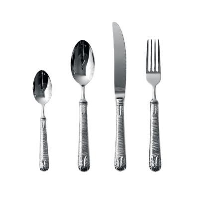 China Amazon Suppliers Factory Stocked 304 Matte Polishing Heavy Luxury Silver Cutlery Set Stainless Steel for sale