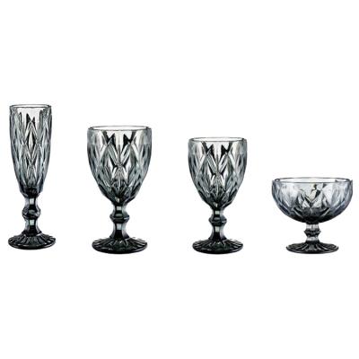 China China CLASSIC Manufacturer Best Selling Wholesale Champagne Goblet Wine Glass Cup,Embossed Pattern Wine Glass for sale