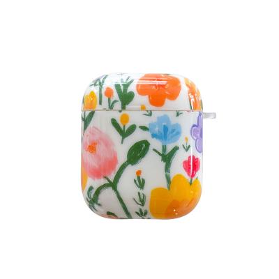 China Eco-friendly Flower Color Oil Painting White Best Quality Wireless Earbuds Earphone Case For Apple Airpod 1 2 3 4 for sale