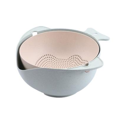 China Viable Rotatable Plastic Straw Kitchen Vegetable Rice Wheat Blanching Sieve Basket for sale