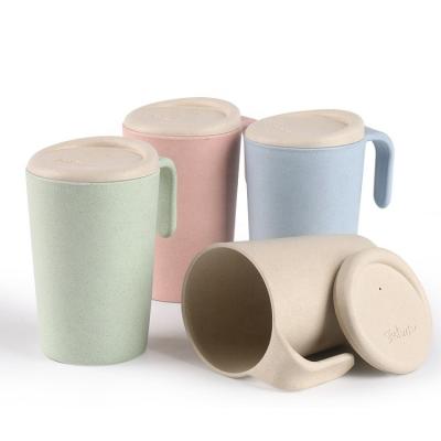 China FREE SAMPLE Reusable Eco Friendly Wheat Straw Plastic Water Cup Coffee Cup With Lid for sale