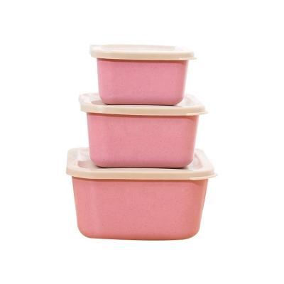 China Freshness Preservation Microwavable Bpa Free Wheat Straw Kitchen Food Storage Container Fresh Plastic Set for sale