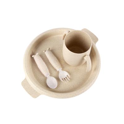 China Modern Eco-Friendly Wheat Straw Bpa Free Baby Kids Dinnerware Set Plastic Dinner Tableware Set for sale