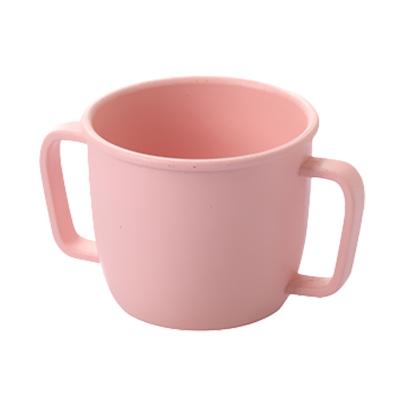 China Sustainable Double Handle Bamboo Fiber Plastic Milk Water Kids Cup Mug for sale