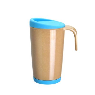 China Custom Logo Sustainable Reusable Biodegradable Rice Pod Plastic Water Cup Coffee Cup With Handle for sale